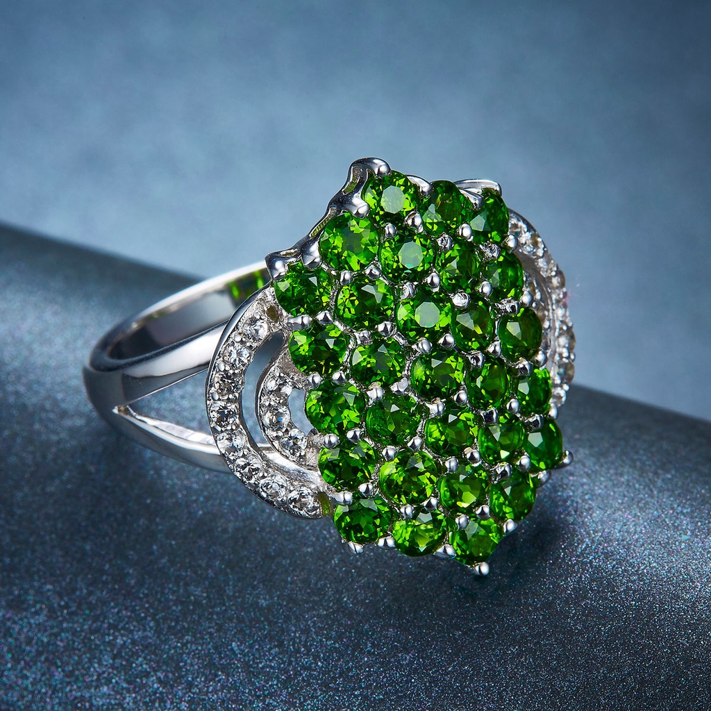 Nhẫn Bạc S925 Đính Đá Quý Xanh Tự Nhiên Sang Trọng