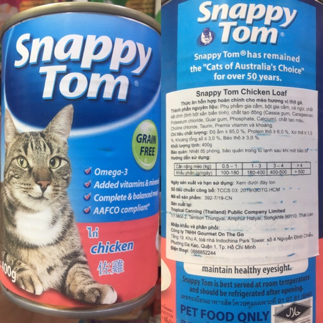 [Mã PET50K giảm Giảm 10% - Tối đa 50K đơn từ 250K] Pate Snappy Tom 400gr cho mèo