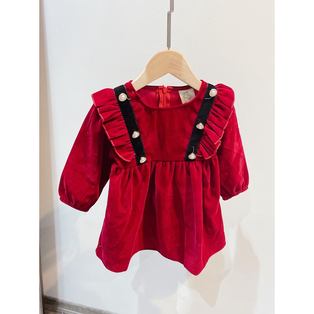 VÁY NHUNG ĐỎ VIỀN ĐEN CÚC NGỌC