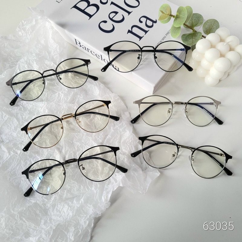 Kính giả cận, Gọng kính cận tròn kim loại thanh mảnh 63035 chống ánh sáng xanh, UV400  Jolie eyewear