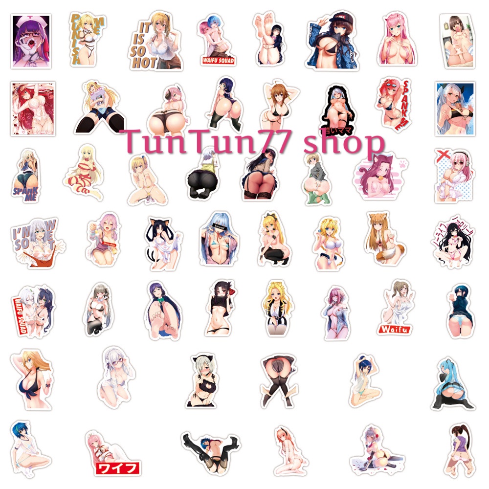 Sticker sexy girl anime siêu hot sẵn keo dùng dán đàn guitar, trang trí phòng ngủ, dán bình nước, dán laptop,...
