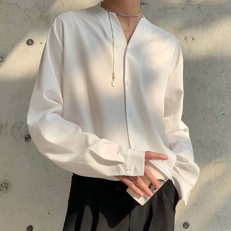 Áo sơ mi nam form rộng phong cách unisex thời trang trơn thời trang hàn quốc  nam bông bigsize áo nam đẹp Tốt -bạn trai không có đường phố nổi tiếng fengsi wen'yi