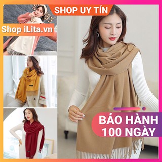 Khăn Len Quàng Cổ Cashmere Nữ - Khăn Choàng Giữ Ấm, Đi Biển Đẹp Màu (Vàng, Nâu, Be, Đen, Đỏ, Đen