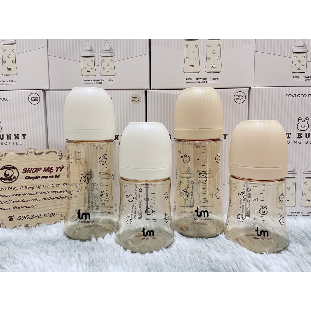 Bình sữa thỏ / sóc Tovi and Molly x Dot to Dot Hàn Quốc size 180ml/ 280ml