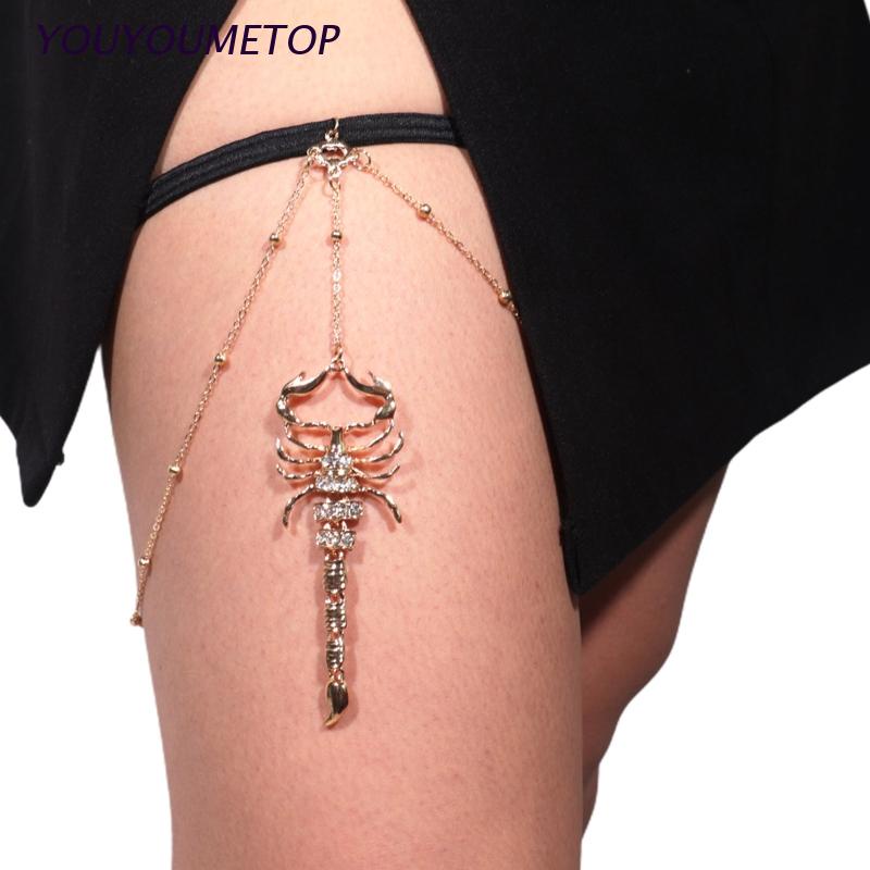 Vòng Đeo Đùi Hình Bò Cạp Phối Dây Xích Chống Trượt Thời Trang Mùa Hè Cho Nữ