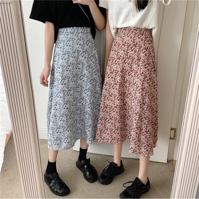 Chân Váy Midi Lưng Cao Dáng Chữ A Hoạ Tiết Hoa Phong Cách Retro | BigBuy360 - bigbuy360.vn