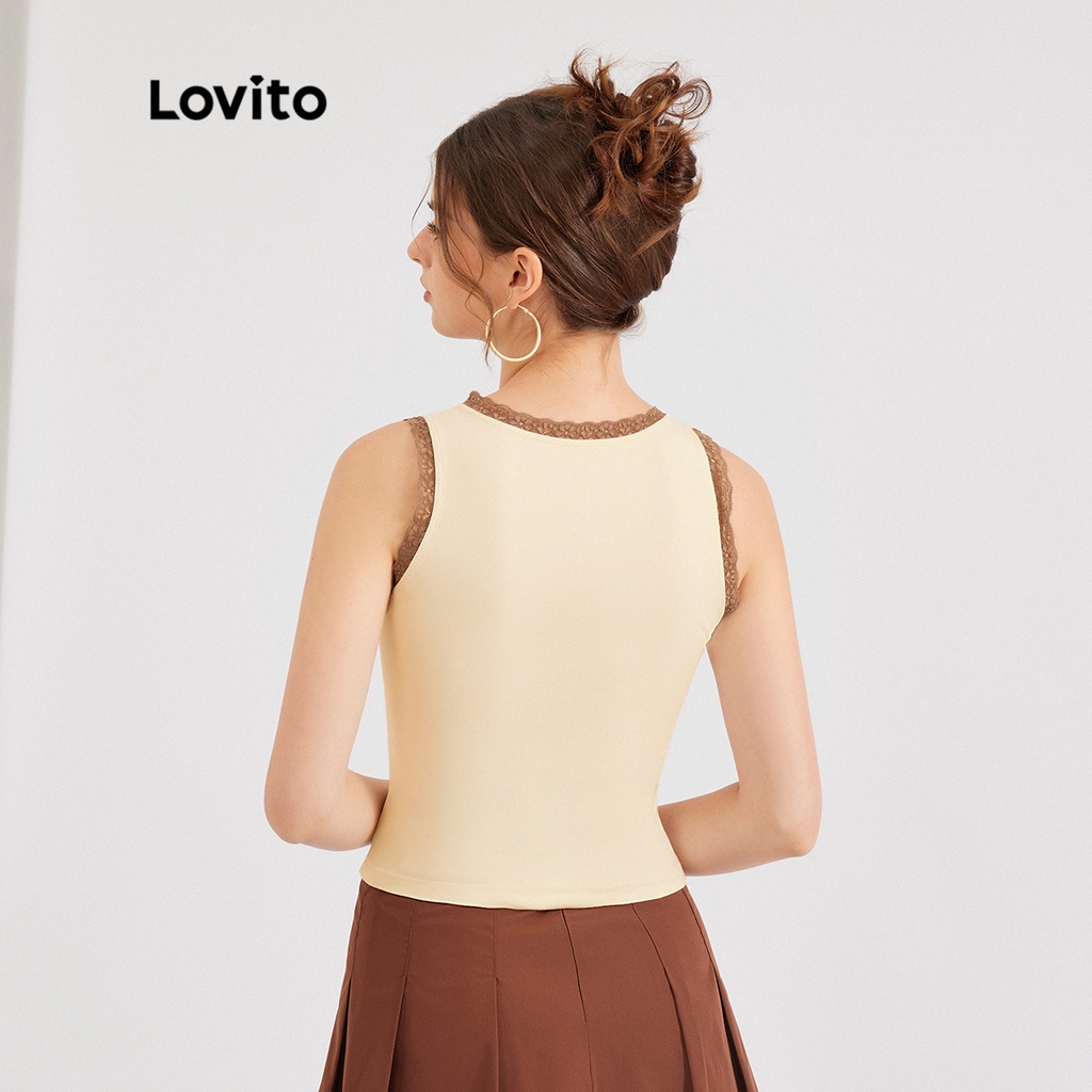 Lovito Áo khoác tăng mềm tương phản bướm thông thường L30ED069 (Mơ)