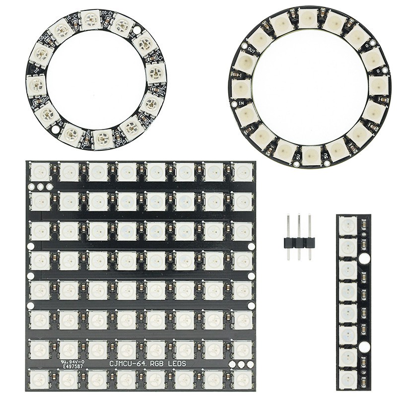 Bảng Mạch 8 16 64 Kênh Ws2812 Ws2812B Ws 2811 5050 Rgb 5V 8Bit 16Bit 64Bit 8X8 Màu Sắc Cầu Vồng