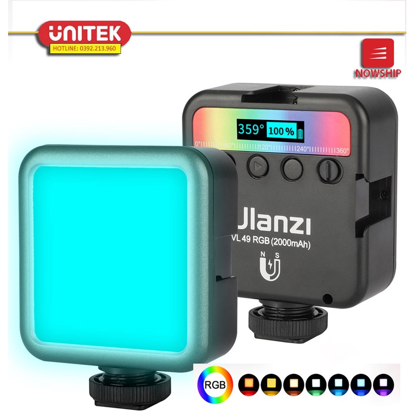 Đèn Led Studio mini Ulanzi VL49 RGB - Dãi nhiệt màu 2500 – 9000 3 Mode sáng