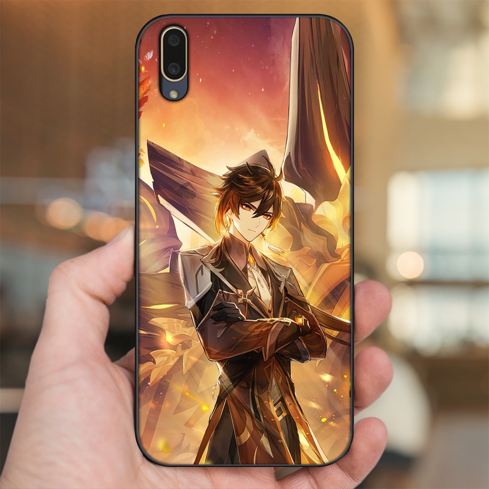 Ốp lưng Vivo V11 viền đen in hình Zhongli Genshin Impact