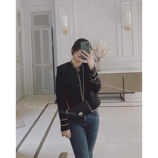 ✨BÁN SỈ✨Áo dạ đen viền cúc cổ