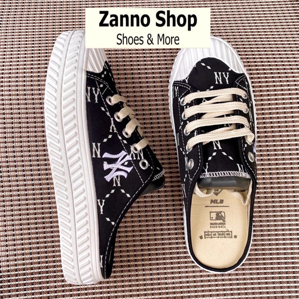 Giày Sục Đạp Gót Nữ Thêu Chữ N HOT 2023 Đế Cao 3.5cm Zanno, Form Cực Ôm Chân