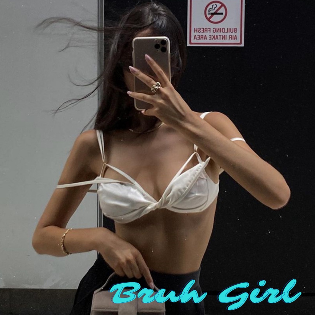 FREESHIP【Bruh】 Áo hai dây satin cổ chữ V cho phụ nữ mặc bên ngoài sexy thuần khiết mong muốn phong cách áo nịt không tay