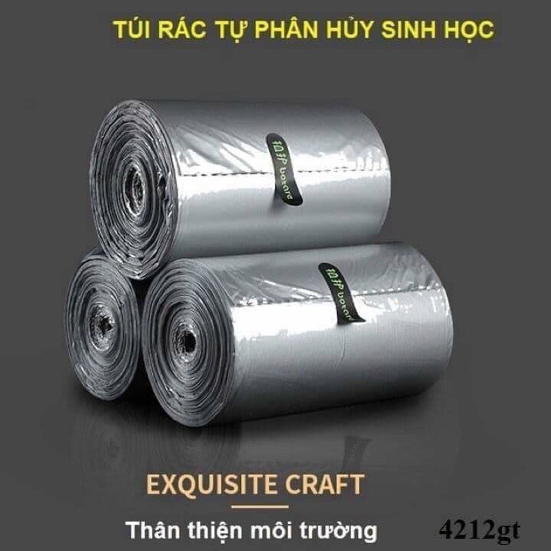Cuộn 110 Túi Rác Sinh Học Tự Phân Hủy Màu Bạc Siêu Dai, cuộn rác tự hủy, set 110 cuộn rác tự hủy