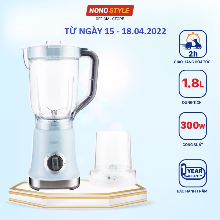 Máy Xay Sinh Tố Đa Năng Nonostyle 1,8 Lít, Bảo Hành 12 Tháng