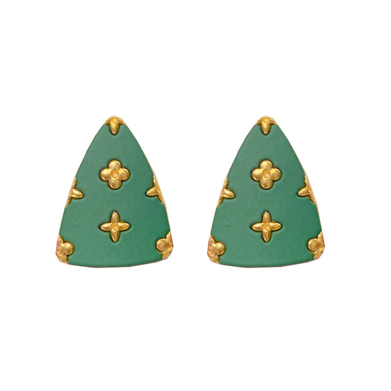 Đôi khuyên tai nữ hình tam giác đính hoa thời trang Hàn Quốc xinh xắn