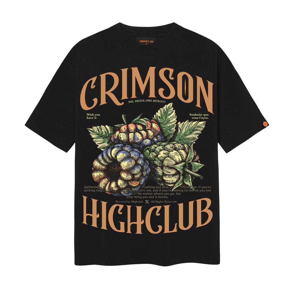 Áo Thun CRIMSON Tay Lỡ Unisex Nam/Nữ màu Trắng/Đen Cổ Tròn - HIGHCLUB Brand Chính Hãng