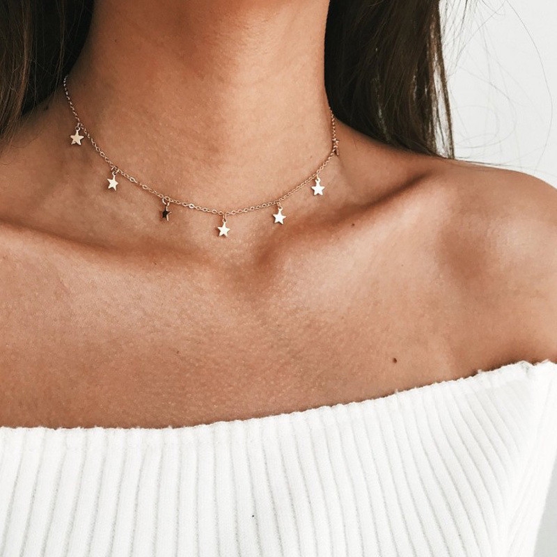 Vòng choker phối mặt hình ngôi sao năm cánh xinh xắn thời trang cho nữ