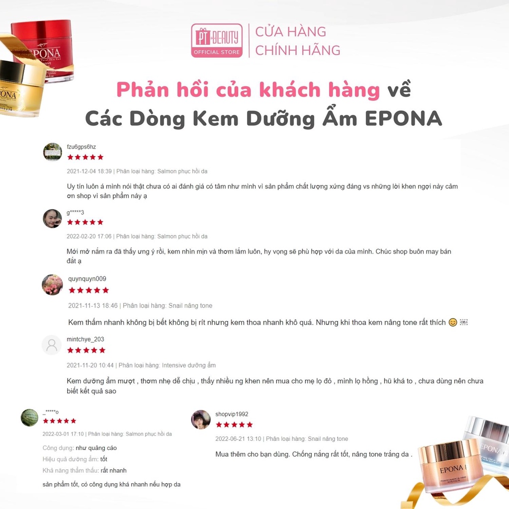 Kem dưỡng nâng tone căng bóng, chống lão hóa, trắng da EPONA 50ml