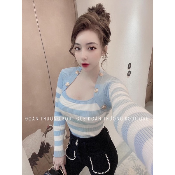 ÁO LEN TĂM CÚC ĐỒNG CỔ VUÔNG QUẢNG CHÂU DÀY DẶN MS17771