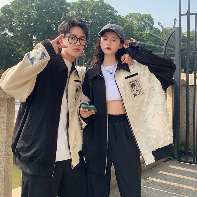 Áo Khoác Bóng Chày Phong Cách Hàn Quốc Thời Trang Cho Nam Nữ Áo khoác đôi chất lượng cao thời trang Cặp đôi áo khoác ve áo