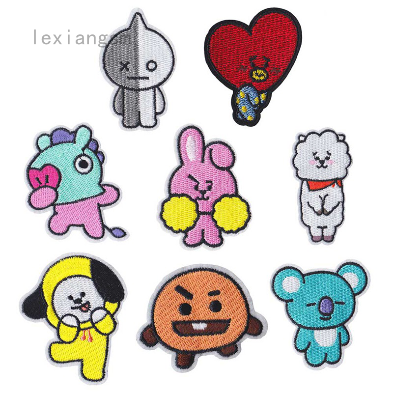 Miếng Dán Quần Áo Thêu Hình Bt21 Dễ Thương