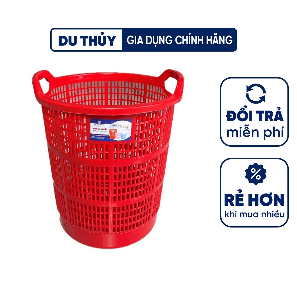 Sọt nhựa tròn lớn màu đỏ có tay cầm 53cm Việt Thành, nhựa pp chính phẩm, bền chắc, đựng quần áo, vật dụng gọn gàng