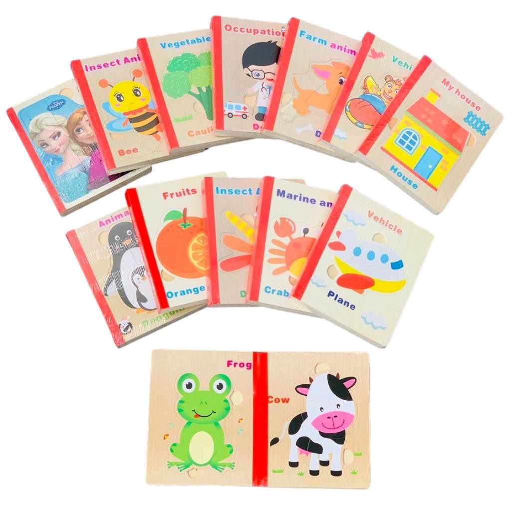 Đồ Chơi Xếp Hình, Sách Gỗ Ghép Hình Thông Minh Cho Bé.