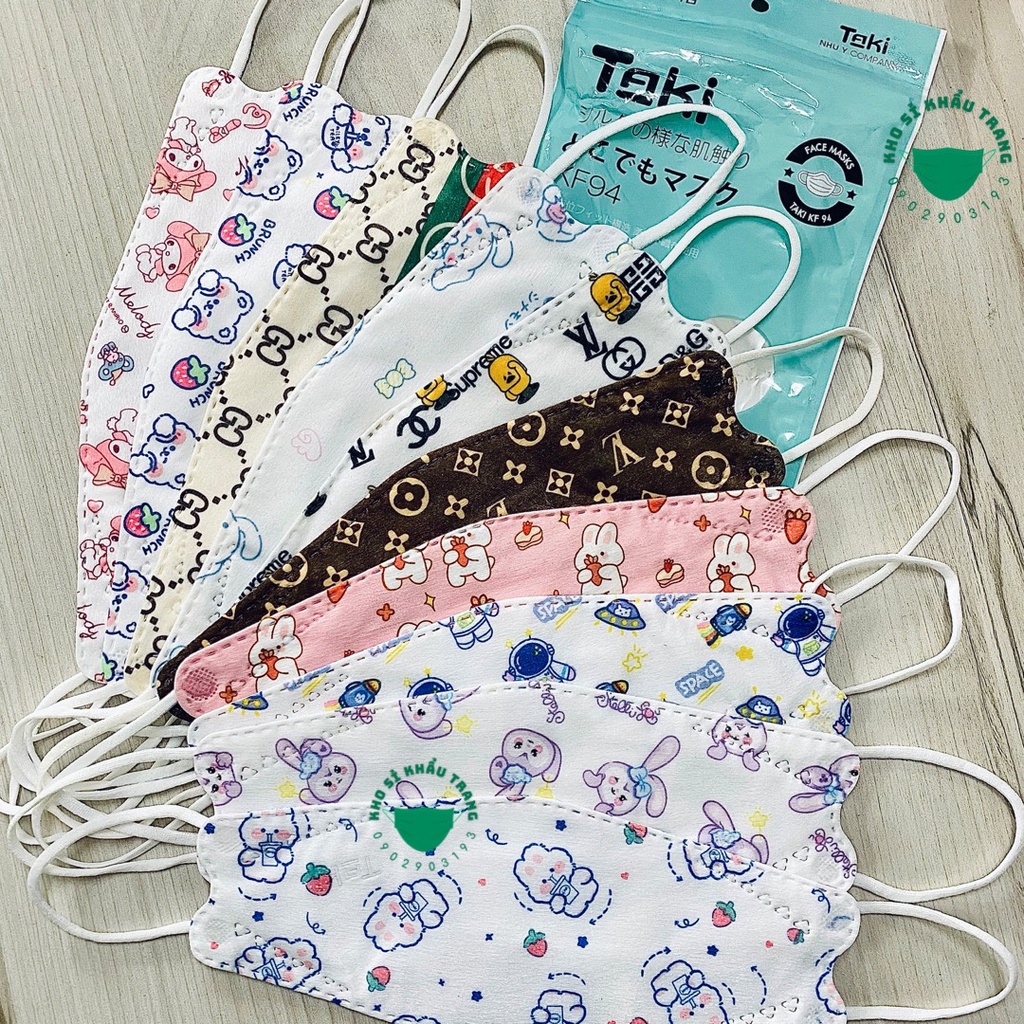 Khẩu trang KF94 họa tiết hoạt hình túi 10 cái siêu dễ thương mix nhiều hình