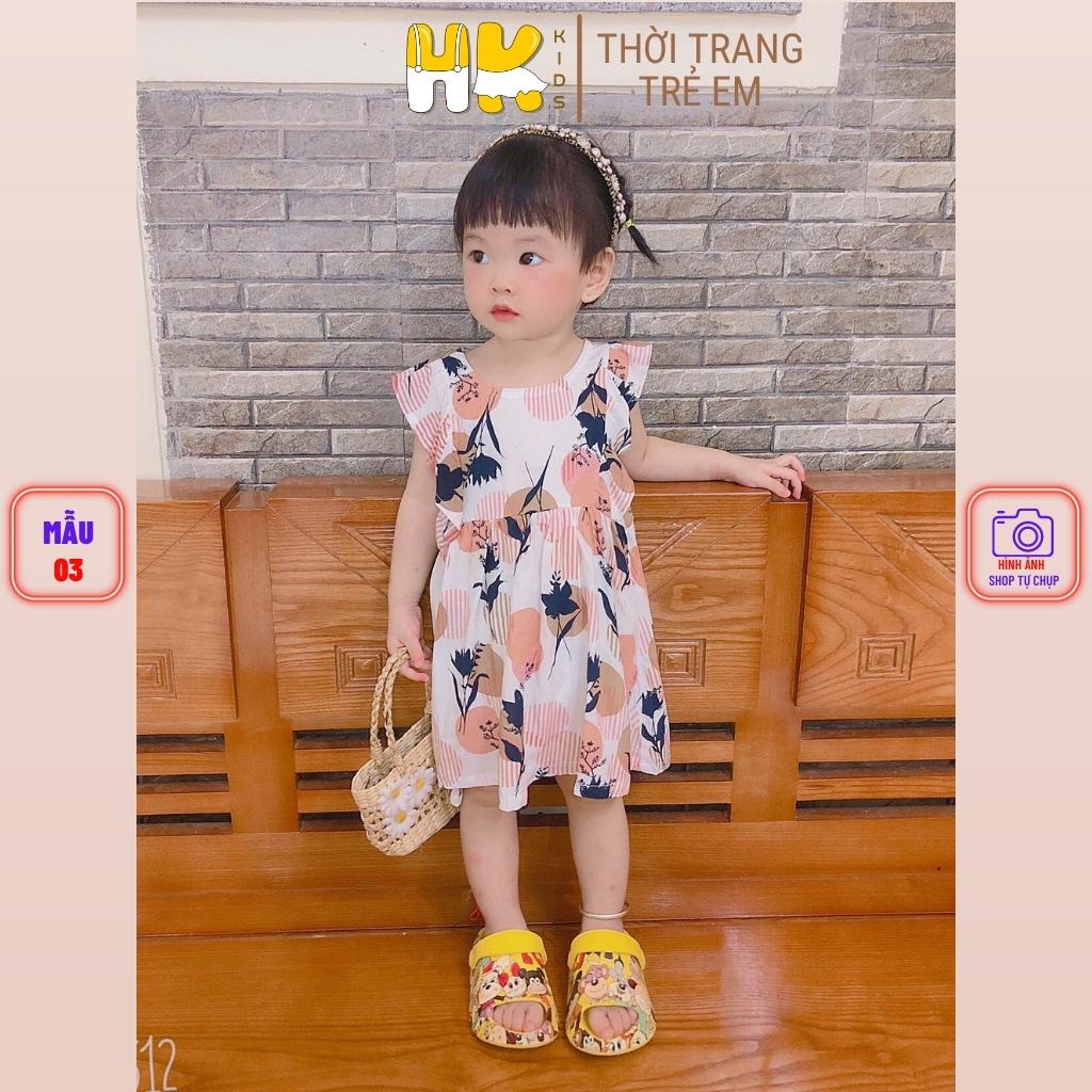 Váy lanh bé gái HK KIDS, kiểu đầm dáng xuông cánh tiên mềm mại cho các bé diện hè (sz 1-6 tuổi)