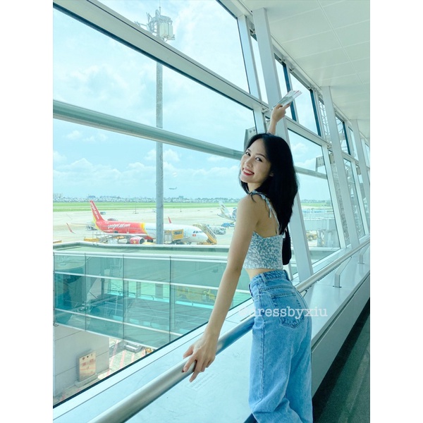 Quần Jean Ống Rộng Lưng Cao Trendy