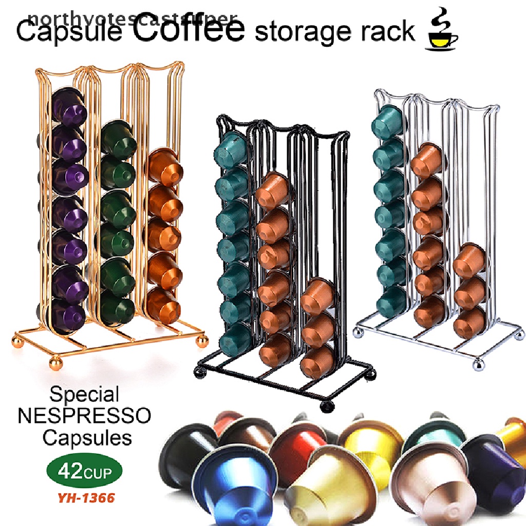 Northvotescastsuper Coffee Capsule Holder Tower Stand For 42 Nespresso Capsules Storage Pod Holder NVCS