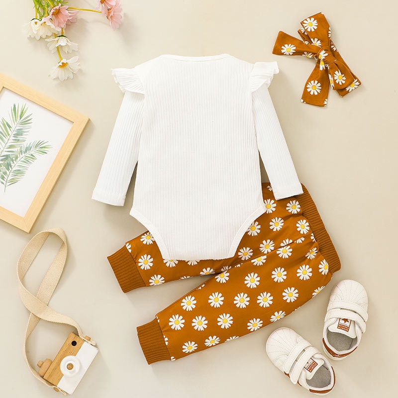 Combo bộ đồ bé gái 0-24 tháng dài tay bodysuit liền thân hoa quần dài set mùa hè thời trang cho bé trẻ em sơ sinh