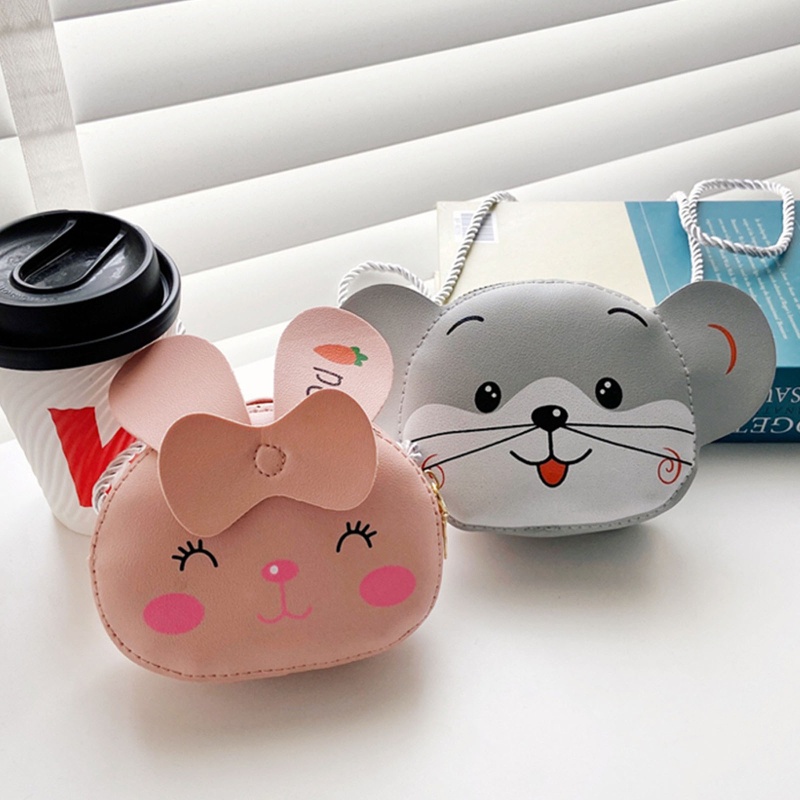 Túi Đeo Chéo Mini Bằng Da PU Hình Động Vật Dễ Thương Dành Cho Các Bé