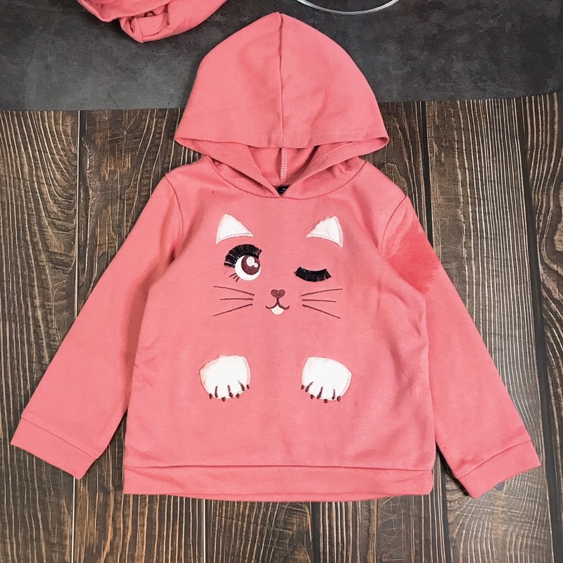 Áo nỉ hồng hoodie bé gái xuat du