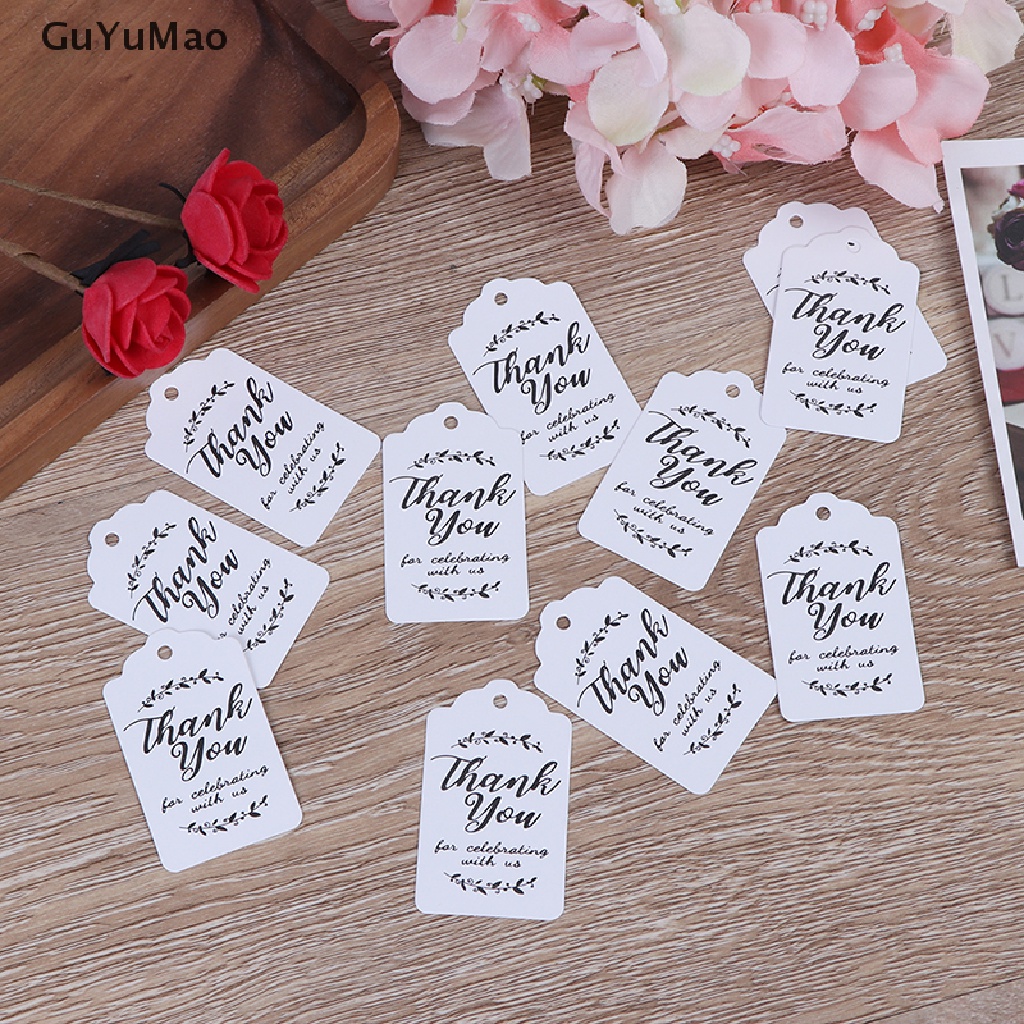 Set 100 Thẻ Giấy In Chữ Thank You Dùng Để Trang Trí Quà Tặng