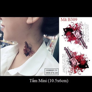 Xăm dán tattoo súng lục B309