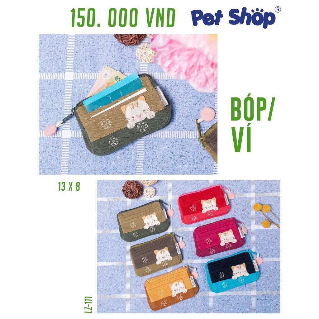 BÓP NHỎ TÚI MINI  ĐỰNG GIẤY TỜ TIỀN LẺ COTTON PETSHOP LZ-111