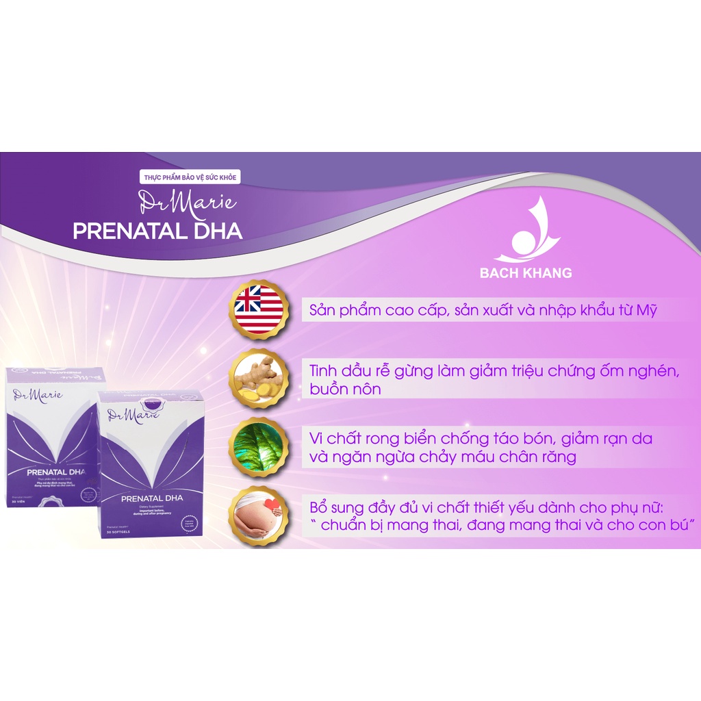 Viên Uống MẸ BẦU Dr Marie – Prenatal DHA 30 Viên Nhập khẩu Hoa Kì- Hàng chính hãng