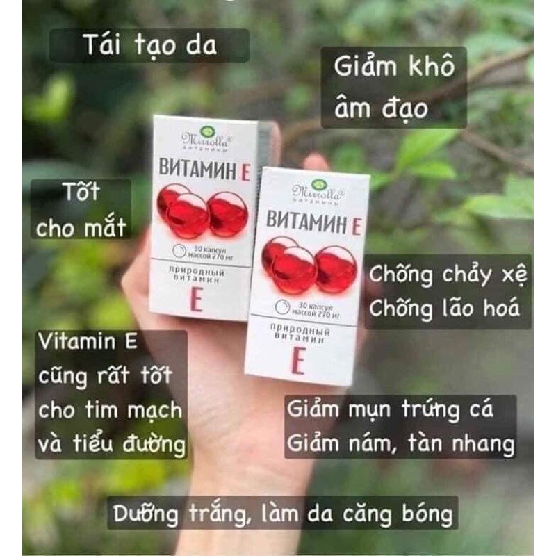 [SẴN] Vitamin E đỏ Nga Mirrolla 270mg (lọ 30 viên)