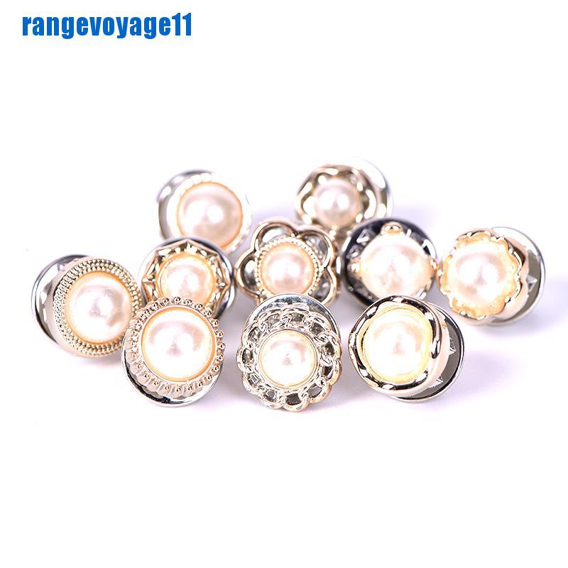 Set 10 ghim cài áo hình hoa đính ngọc trai giả thời trang