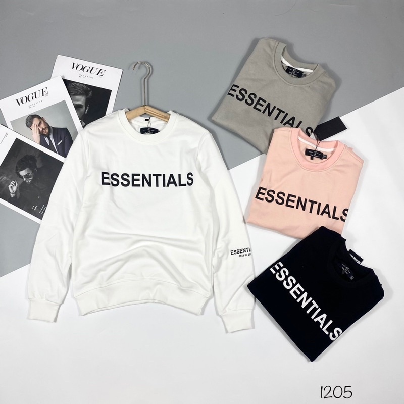 Áo nỉ dài tay Essentials có hoạ tiết chữ phong cách hàn quốc, Áo thun mùa đông 4 mầu thời trang btshop từ 50 đến 75 kg.
