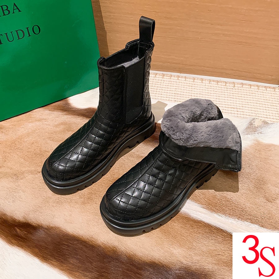 Giày Bốt Martin Đi Tuyết Dày Dặn Chống Trượt Lót Lông Cotton Cỡ Lớn Thời Trang Mùa Đông Cho Nữ