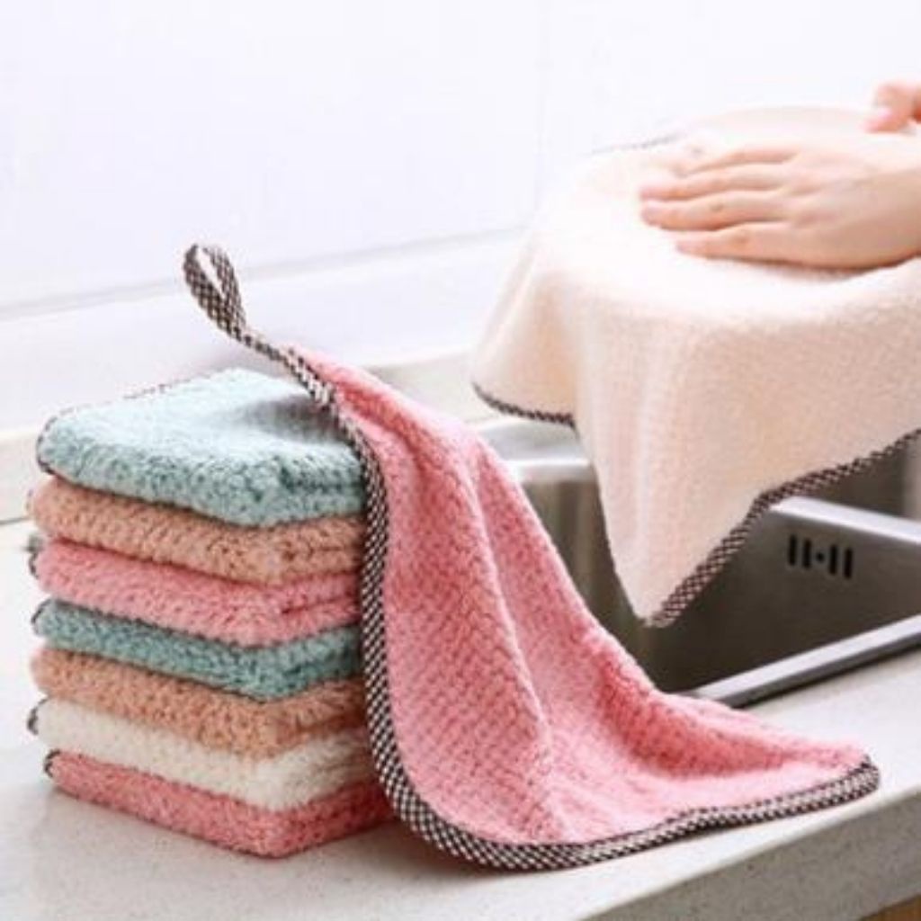 Khăn lau tay chất liệu bông dệt tổng hợp Cotton siêu thấm nước size 25x25cm