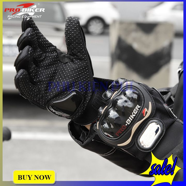 Găng Tay Xe Máy Pro Biker - Full Ngón Có Gù Bảo Vệ - Phụ Kiện Pul