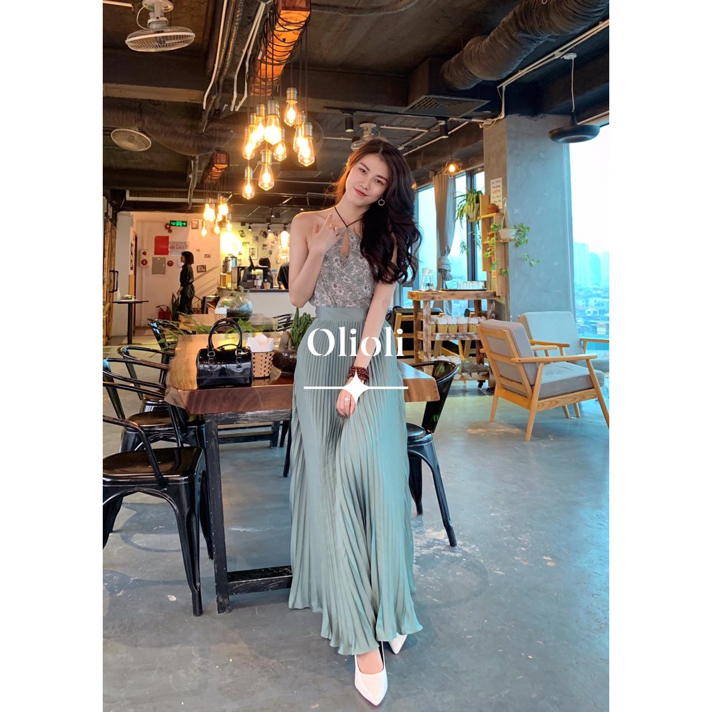 Chân váy xếp ly Olioli Fashion (Dáng Midi, lụa satin) | BigBuy360 - bigbuy360.vn