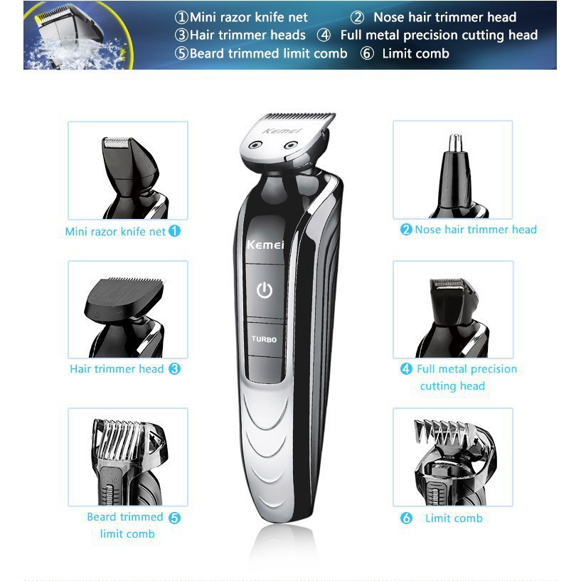 Bộ tông đơ Kemei 5 trong 1 sạc được không dây chuyên dụng