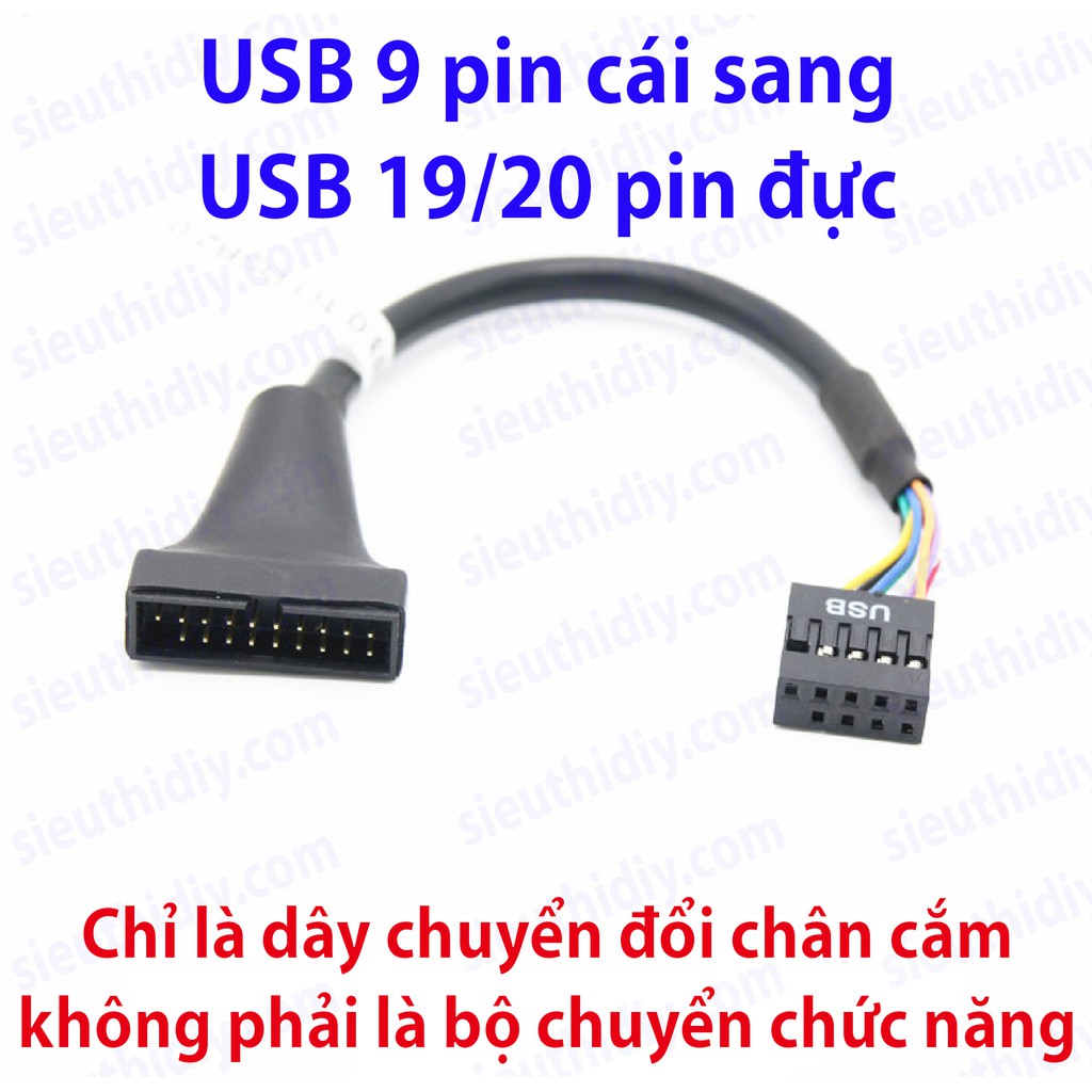 Cáp chuyển USB3.0 19 pin cái/đực sang USB2.0 9 pin đực/cái