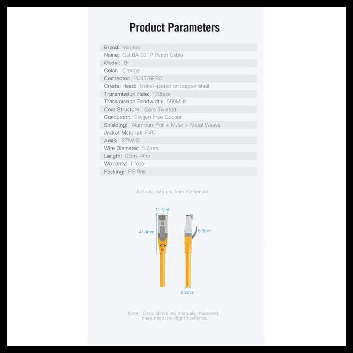 Vention Dây Cáp Ethernet Ibh 20m Cat6A Cat6 Lan Ethernet Rj45 Gigabit Sstp Sftp Kka201