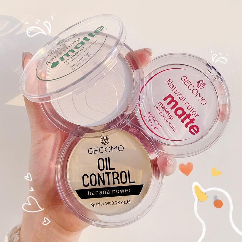 [Hàng mới về] Phấn phủ GECOMO dạng nén kiểm soát dầu ánh nhũ ngọc chống thấm nước tiện dụng